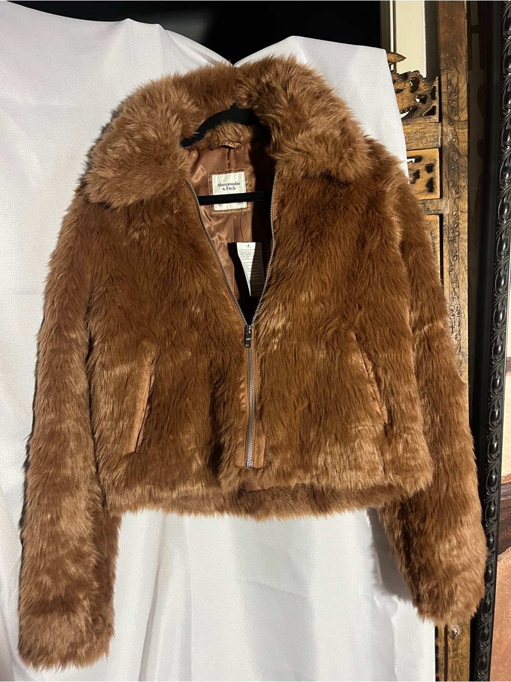 Abercrombie & Fitch Women's Chestnut Faux Fur Zip Jacket